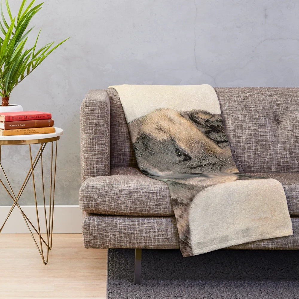 Akita-inspired plush blanket with a cute dog portrait