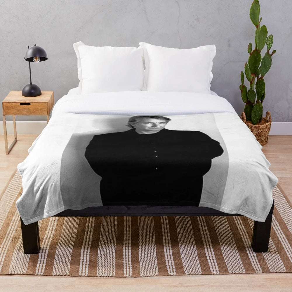 Alan Rickman inspired plush blanket with retro cinema design