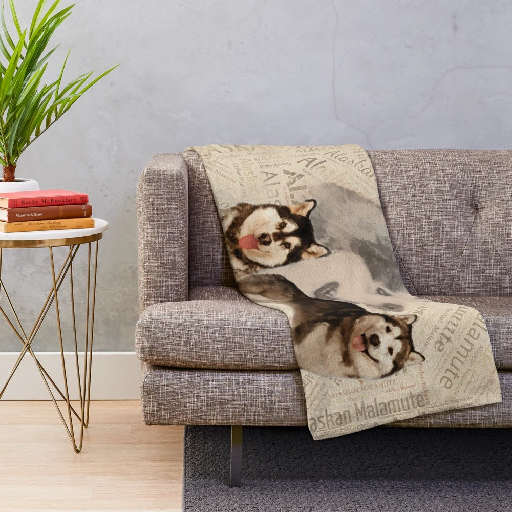 Alaskan Malamute Collage Plush Blanket