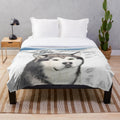 Alaskan Malamute Plush Blanket featuring a cute portrait of the majestic sled dog