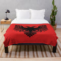Soft, plush Albanian flag-inspired blanket with double-headed eagle