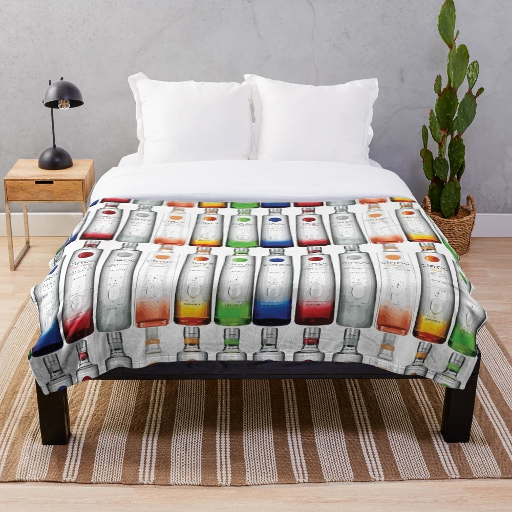 Soft, plush blanket with an alcohol-themed design, perfect for parties and college dorms