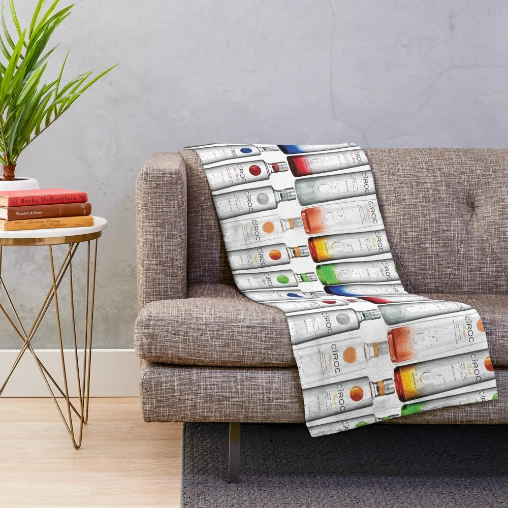 Soft, plush blanket with an alcohol-themed design, perfect for parties and college dorms