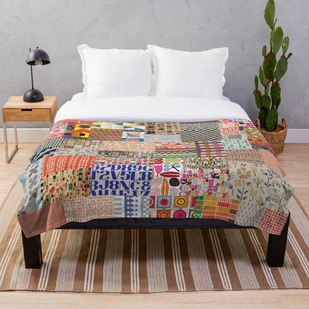 Alexander Girard inspired plush blanket for cozy home decor