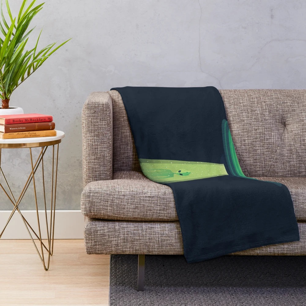 Plush alien-themed blanket for sci-fi home decor