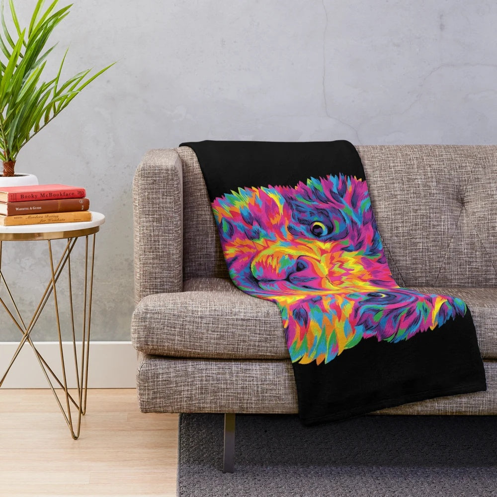 Colorful and fluffy alpaca-inspired plush blanket