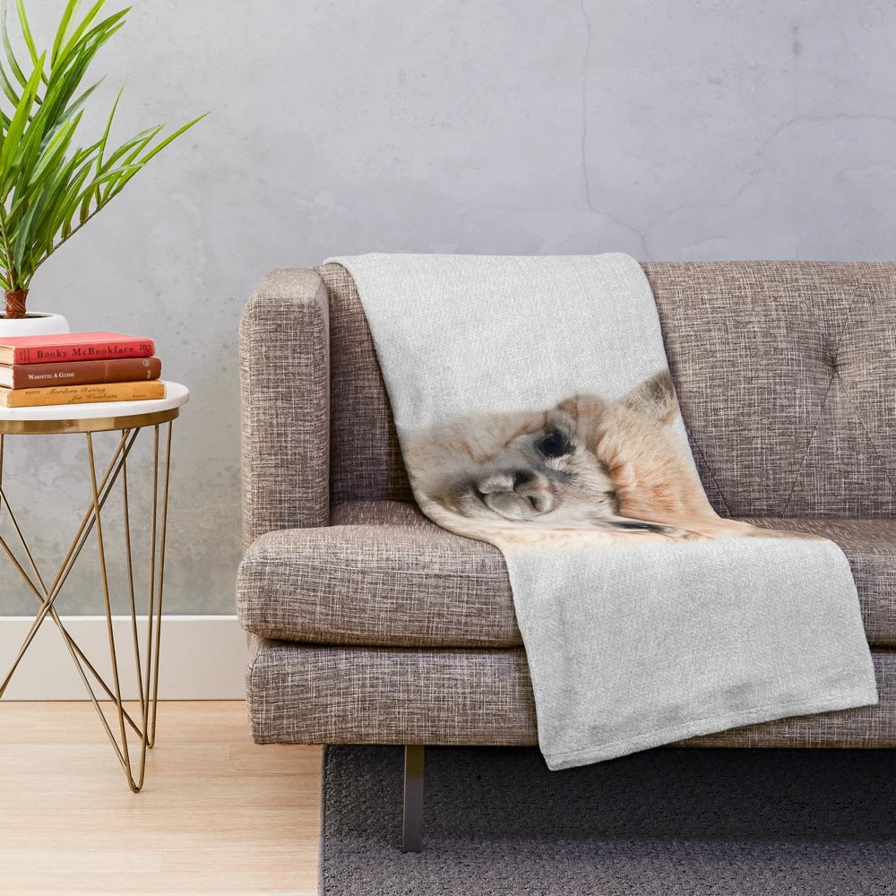 Colorful alpaca-themed plush blanket for nursery or home