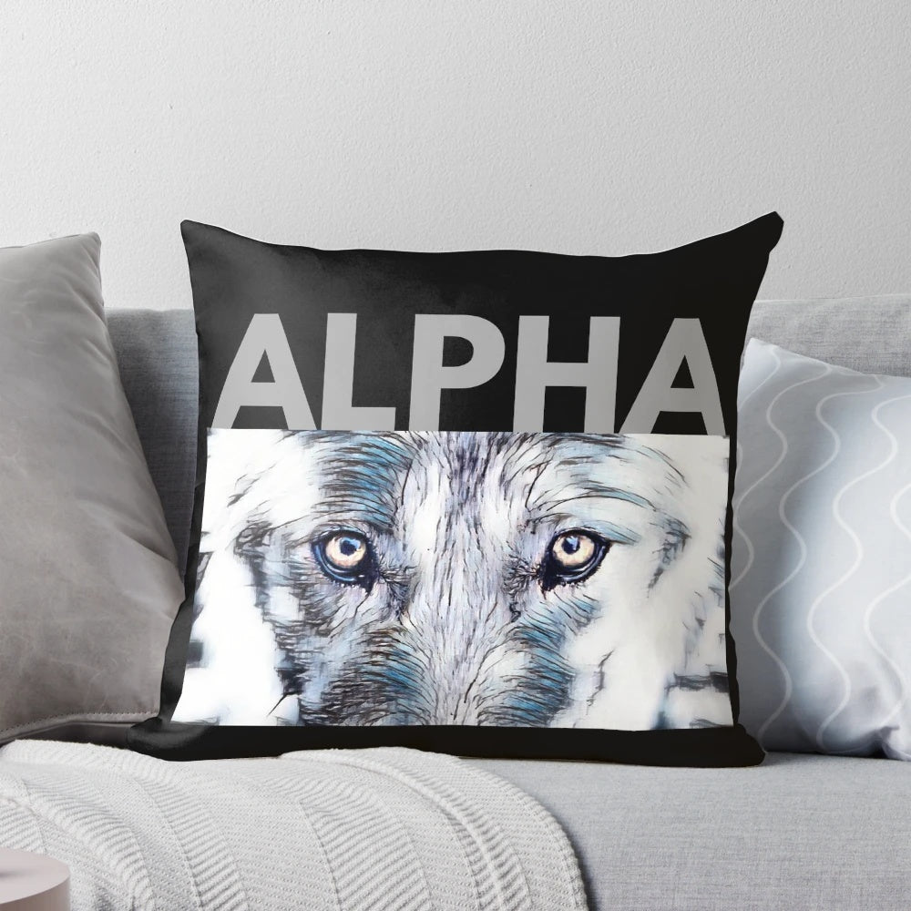 Soft, plush alpha wolf-themed pillow for cozy bedroom decor