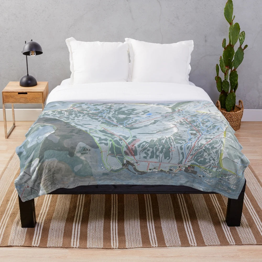 Alta Ski Resort Trail Map Plush Blanket