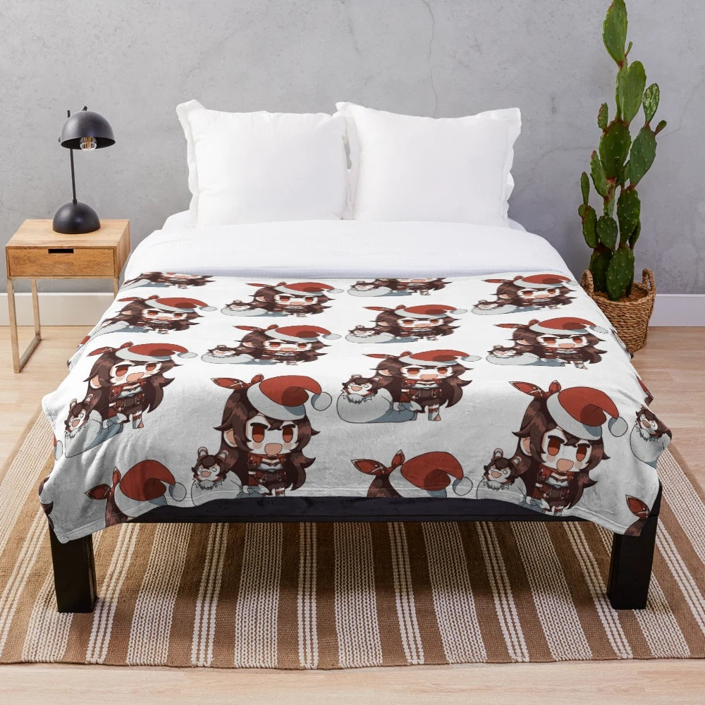 Soft and cuddly Amber Padoru plush blanket for Genshin Impact enthusiasts