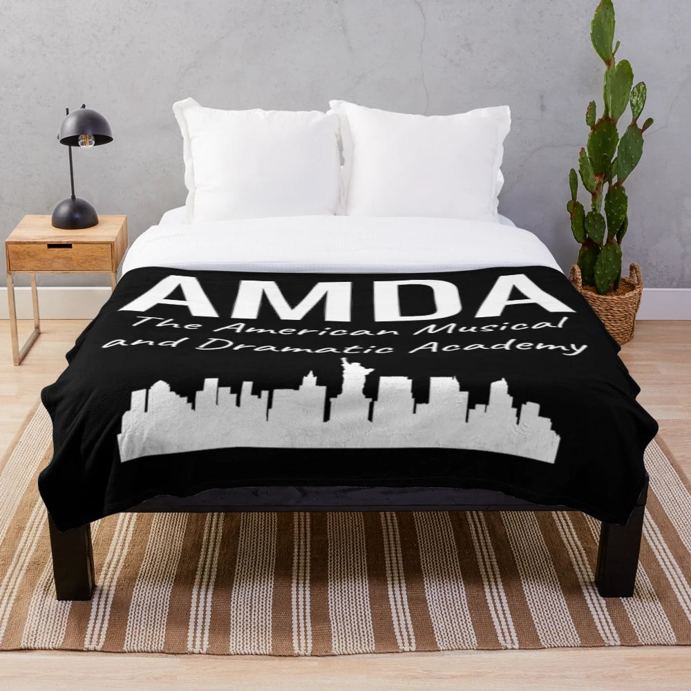 AMDA NY Skyline Plush Blanket with White Font