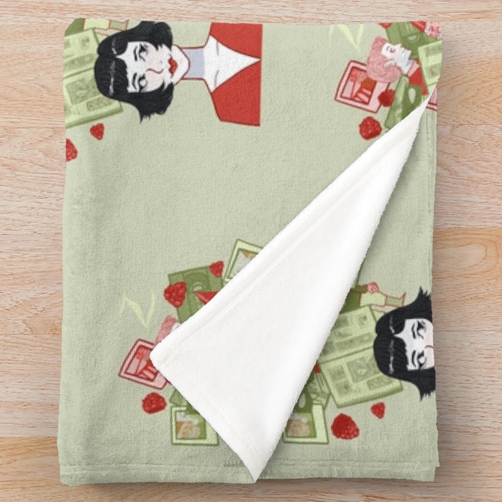 Amelie movie-inspired plush blanket featuring a fan art illustration