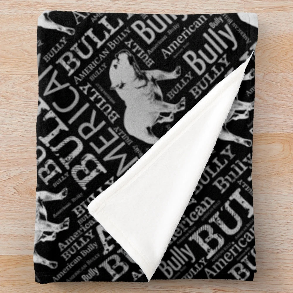 American Bully Inspired Plush Blanket with Word Art and Graphic Patterns