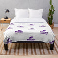 Amherst College plush blanket with the Mammoths logo