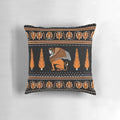 Decorative ancient Greek-inspired knit pillow with intricate patterns