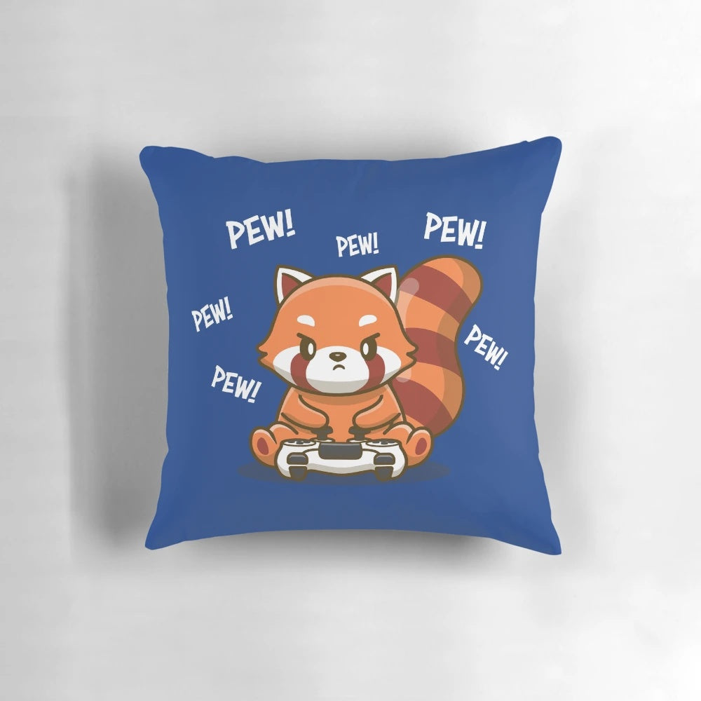 Soft, plush red panda pillow with a cute, chibi-style design.