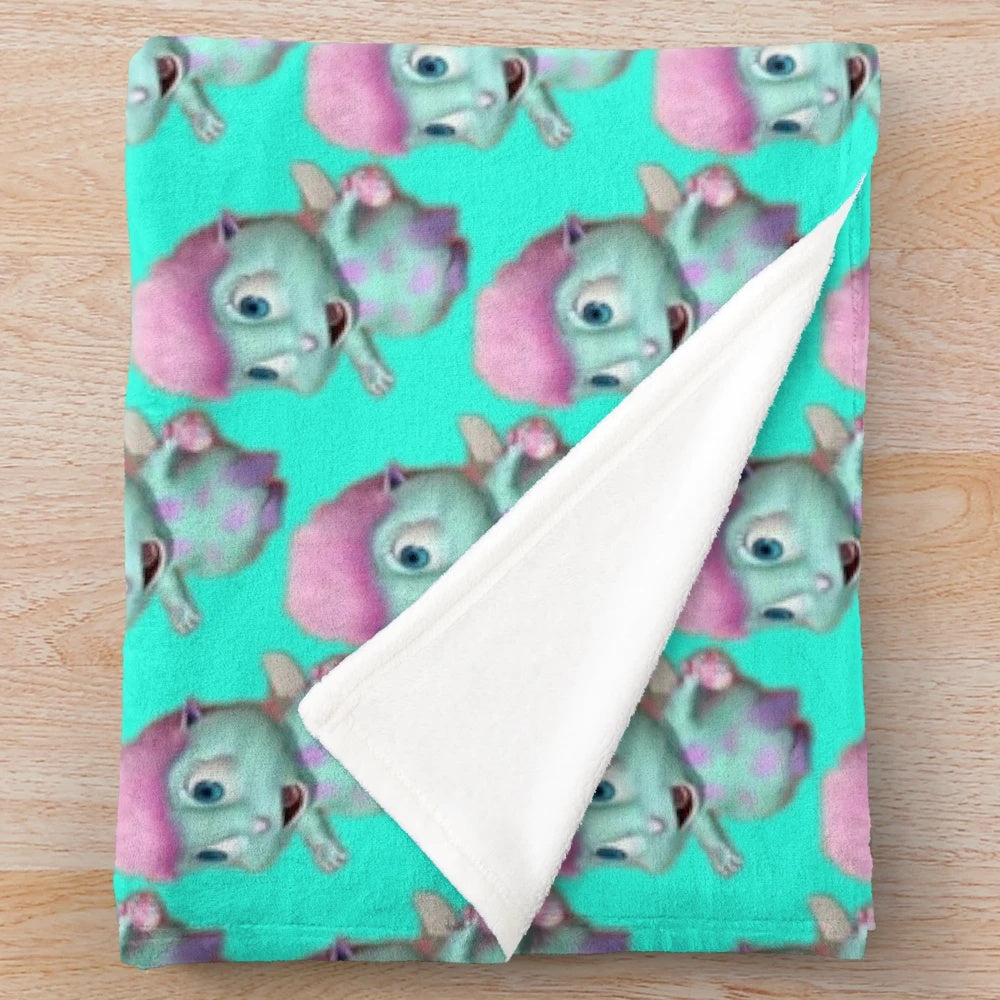 Plush blanket featuring a cartoon character from a fairytale-inspired design