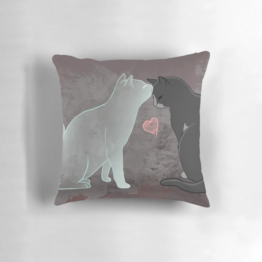 Soft and plush kitten pillow with a whimsical cat spirit design