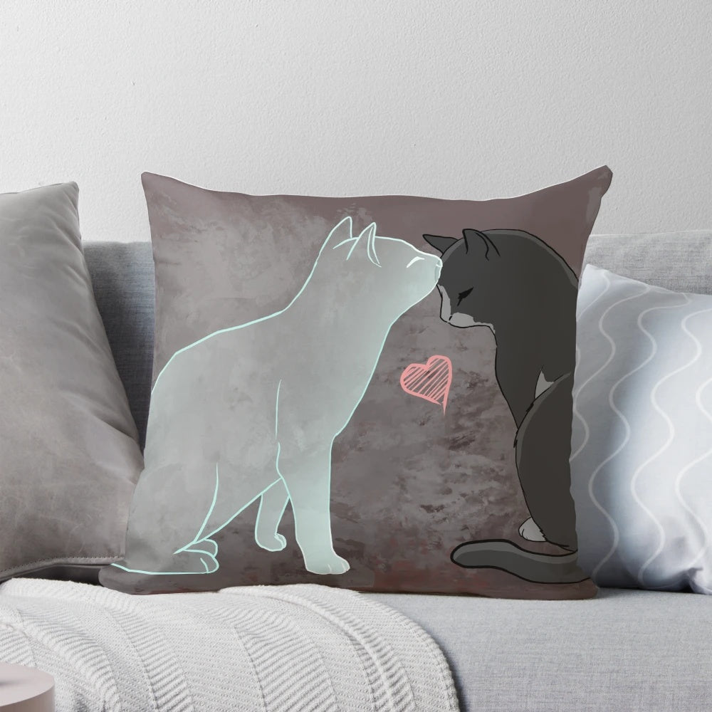Soft and plush kitten pillow with a whimsical cat spirit design