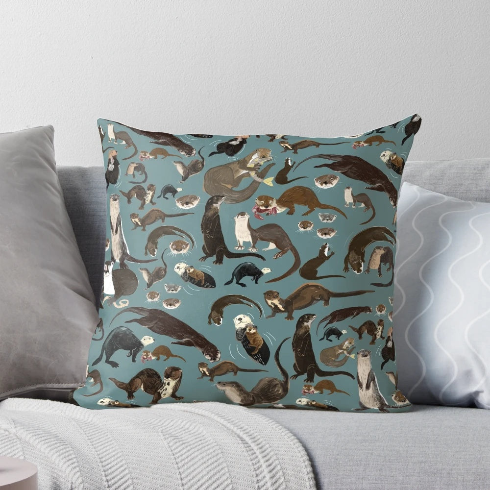 Soft, plush pillow featuring a charming sea otter design, perfect for snuggling.