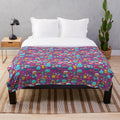 Hobbies plush blanket with colorful cartoon designs