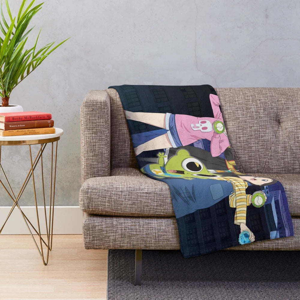 Haunted house plush blanket featuring ghost motif