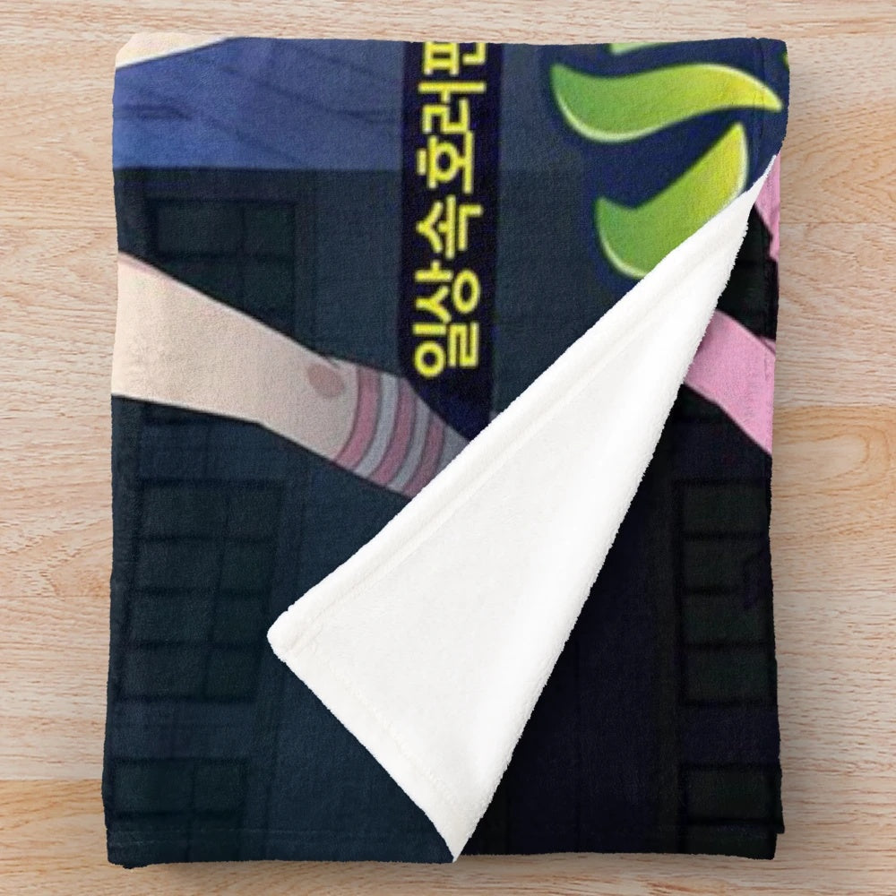 Haunted house plush blanket featuring ghost motif