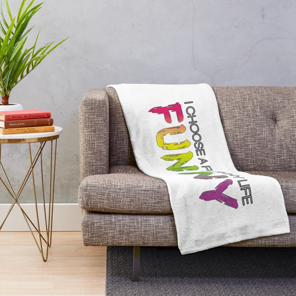 Cozy and humorous plush blanket featuring a funny life design