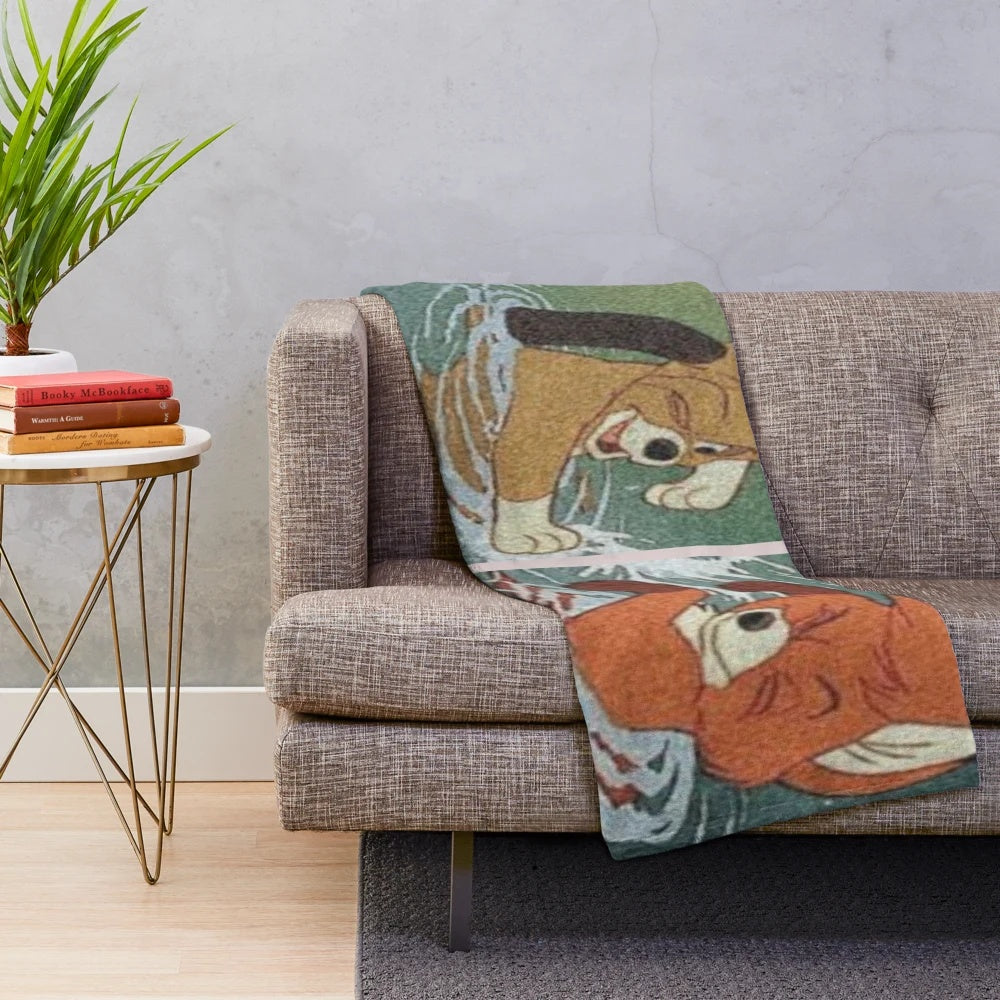 Soft and plush blanket with an "The Fox and The Hound" inspired design