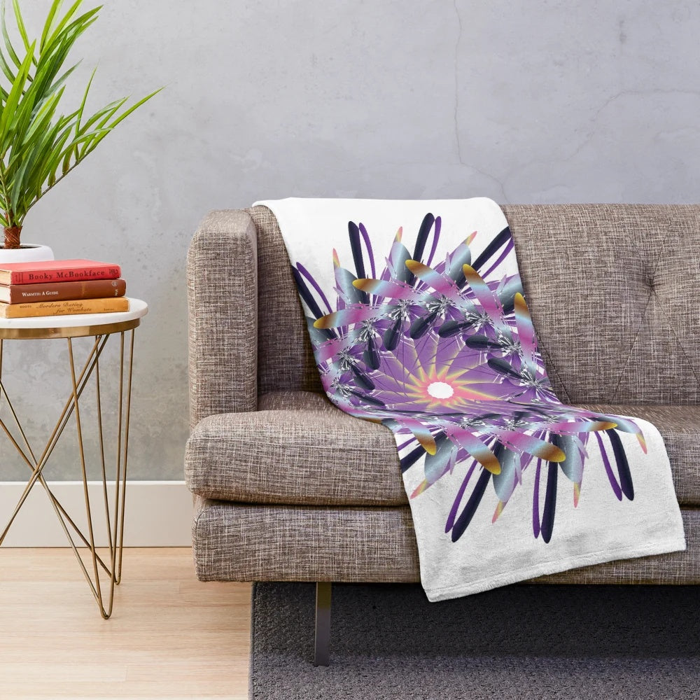 Cozy and stylish designer's plush blanket with a vibrant and modern pattern