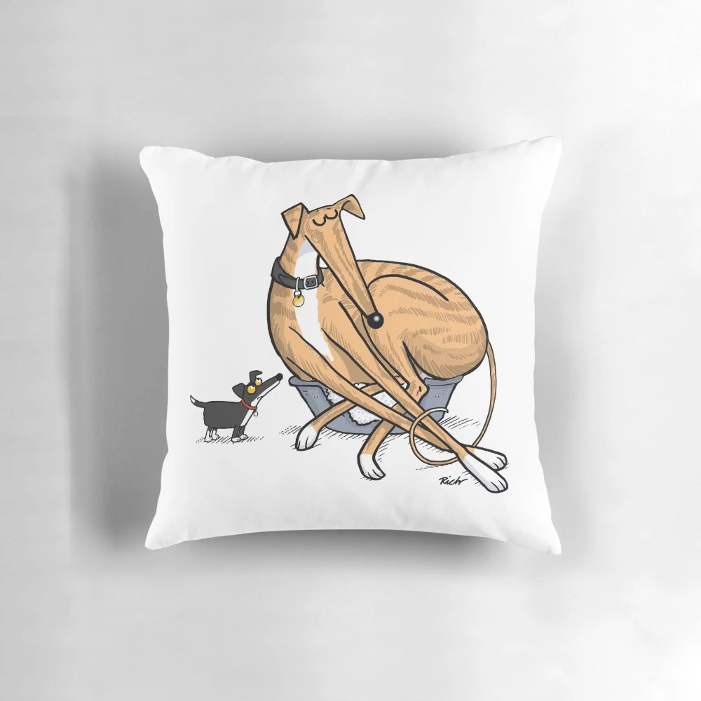 A comfortable and supportive pillow designed for greyhounds, lurchers, and other pet breeds.