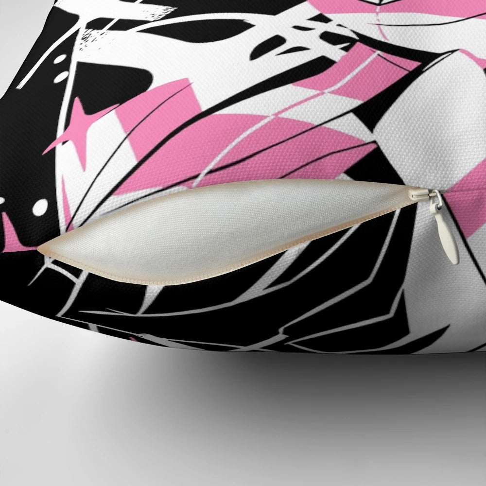 Soft, plush pillow featuring the character Angel Dust from the Hazbin Hotel animated series