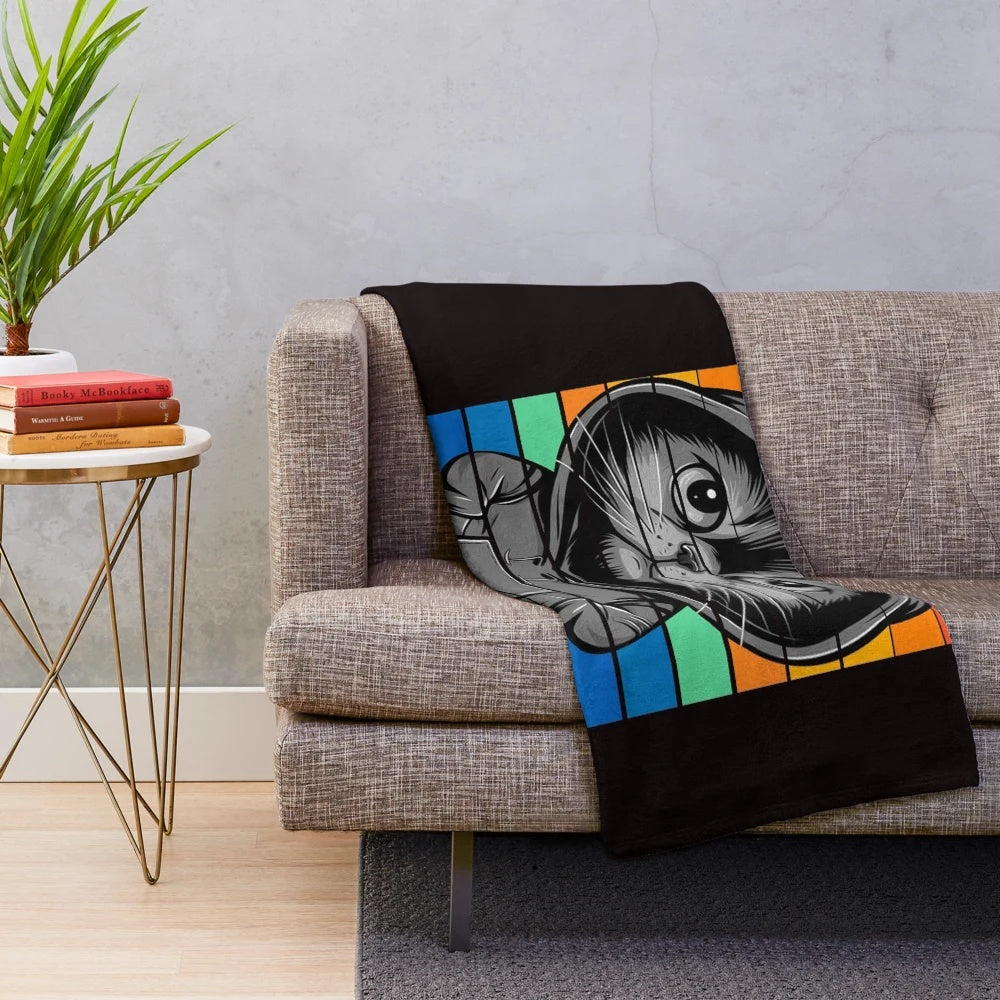 Angry cat plush blanket with a humorous feline design