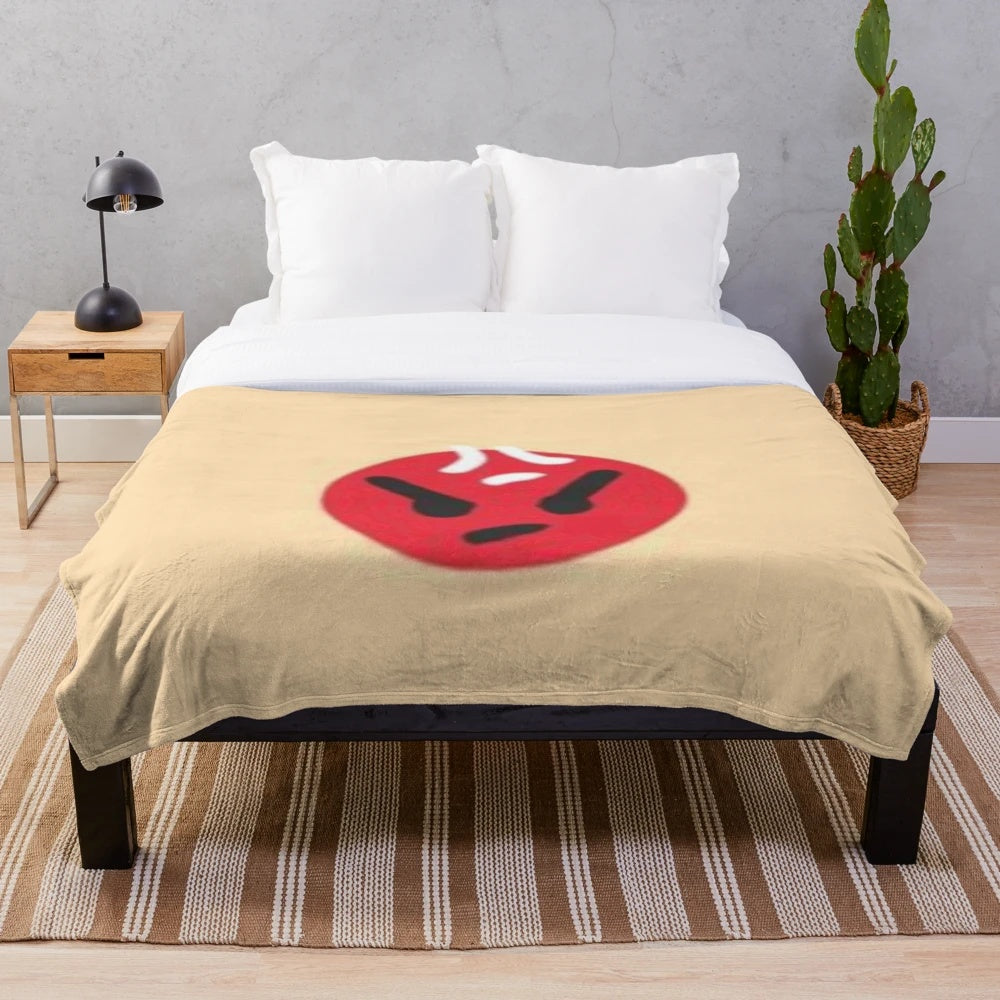 Angry emoji design on a soft and cozy plush blanket