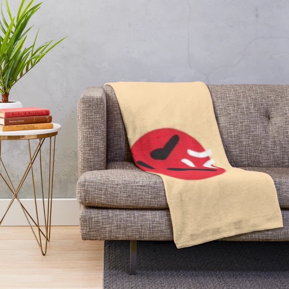 Angry emoji design on a soft and cozy plush blanket