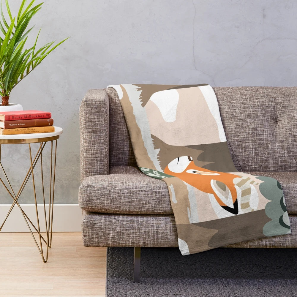 Cozy animal crossing inspired plush blanket featuring the deer villager Sherb