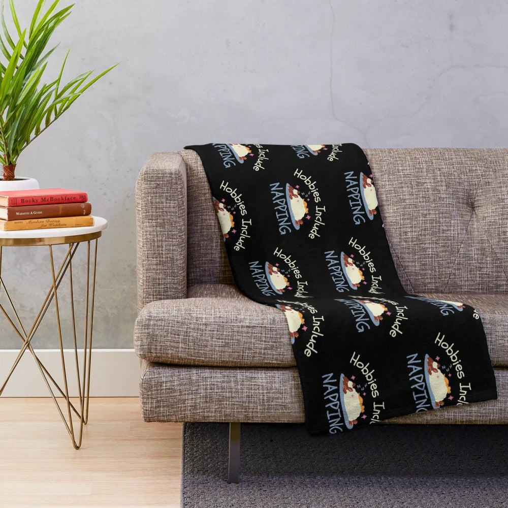 Hobbies include napping plush blanket with cute animal design