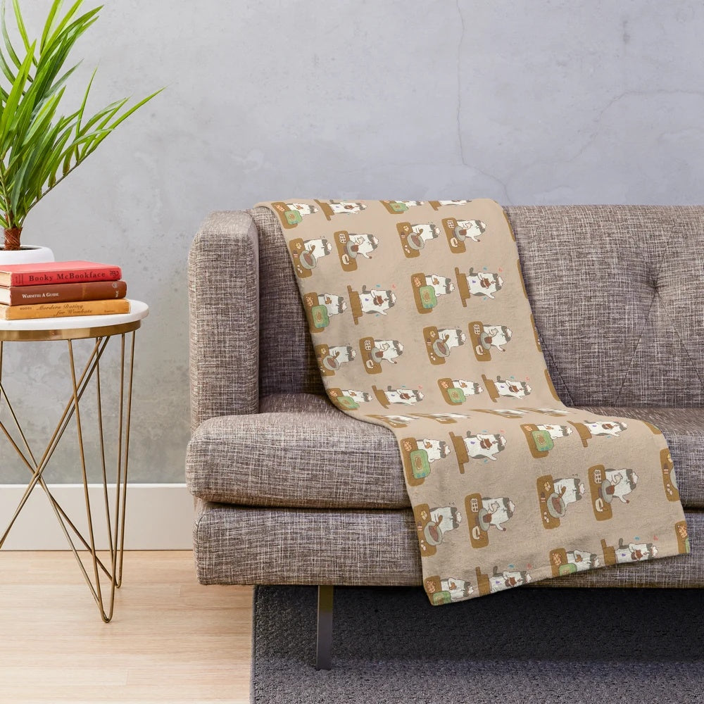 Cuddly plush blanket featuring cats in a culinary contest from the Animal Restaurant game