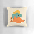 Plush pillow in the shape of a sleeping animal, featuring a soft and comfy design.