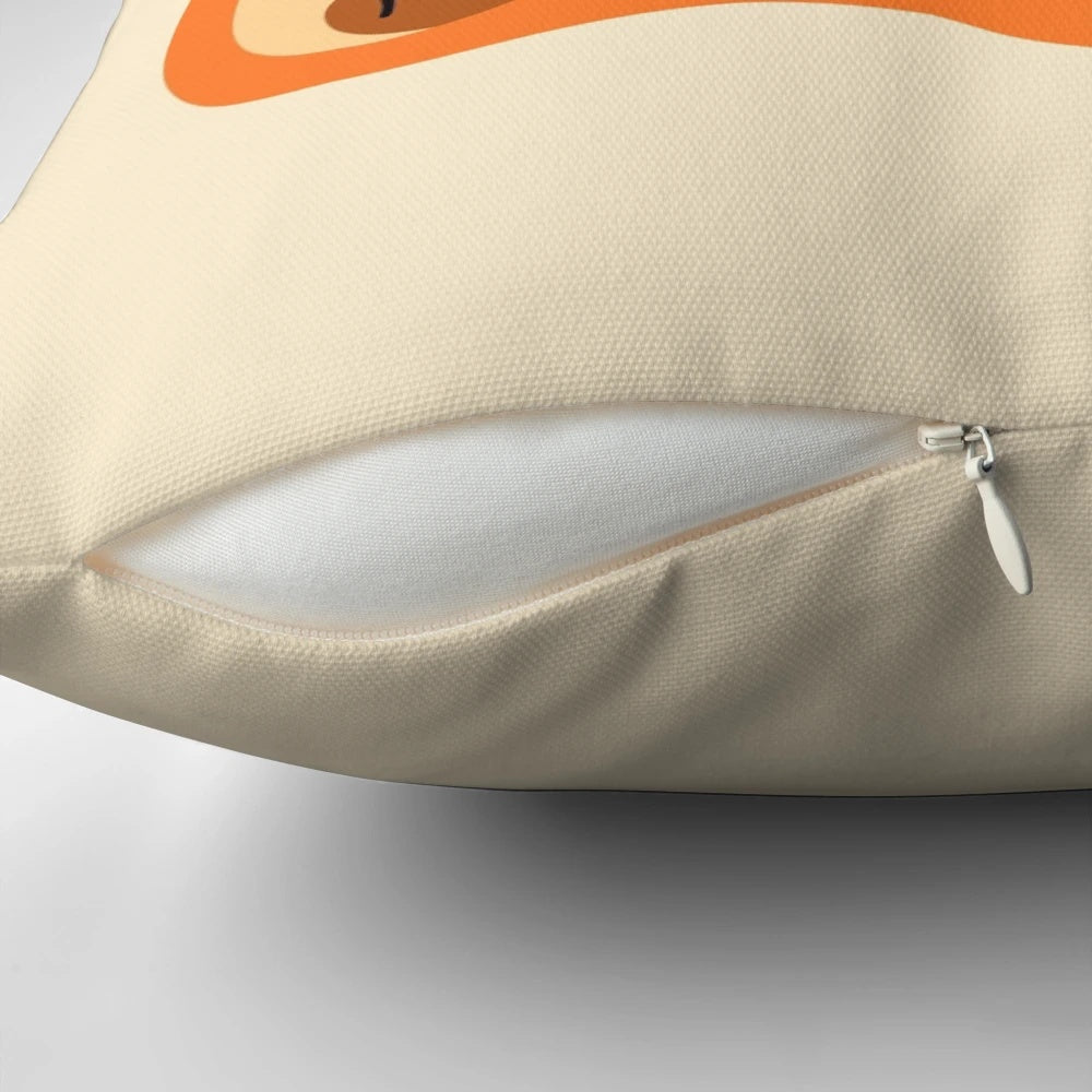 Plush pillow in the shape of a sleeping animal, featuring a soft and comfy design.
