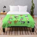 Cartoon animal-themed plush blanket