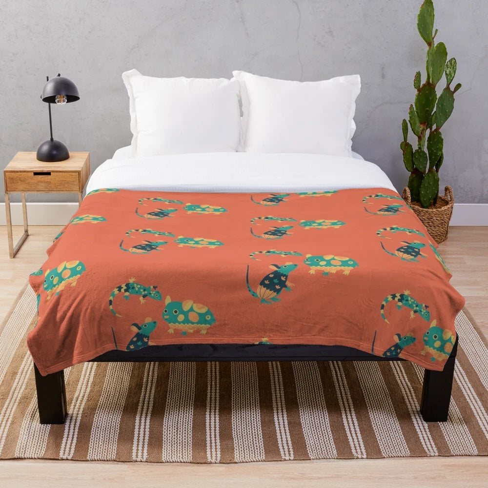 Soft and fluffy plush animal-themed blanket