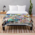 Soft and snuggly plush blanket featuring an anime collage design