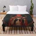 Plush blanket featuring a beautiful anime girl with red hair in a grunge/alternative style