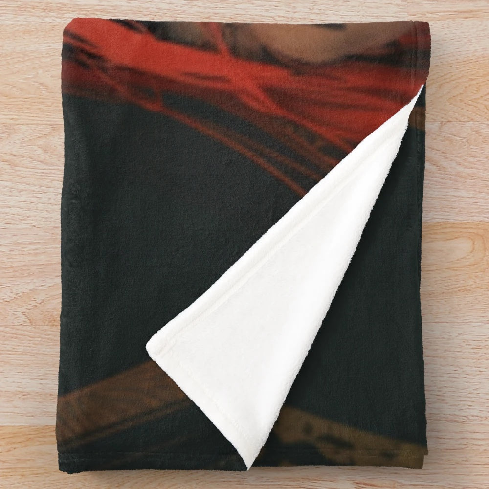 Plush blanket featuring a beautiful anime girl with red hair in a grunge/alternative style