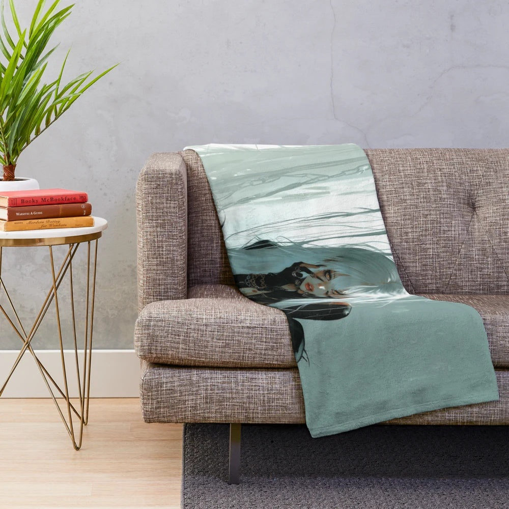 Soft and snuggly plush blanket featuring an anime-inspired girl in a stylish alternative fashion