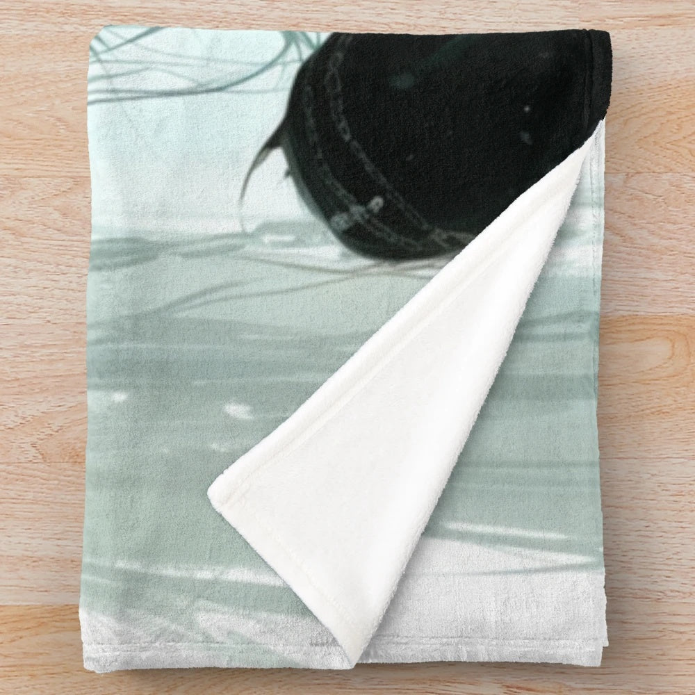 Soft and snuggly plush blanket featuring an anime-inspired girl in a stylish alternative fashion