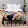 Cozy anime-inspired plush blanket featuring cute anime girls