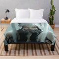 Soft and plush anime-inspired girl blanket in a dark, alternative style