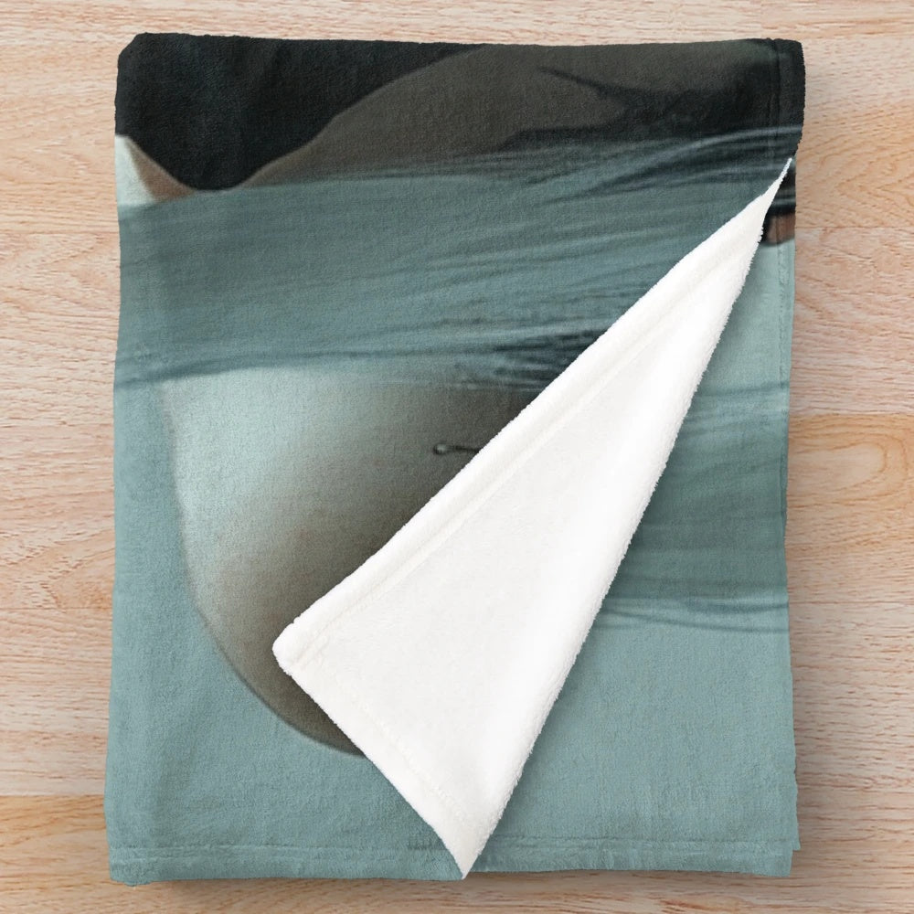 Soft and plush anime-inspired girl blanket in a dark, alternative style